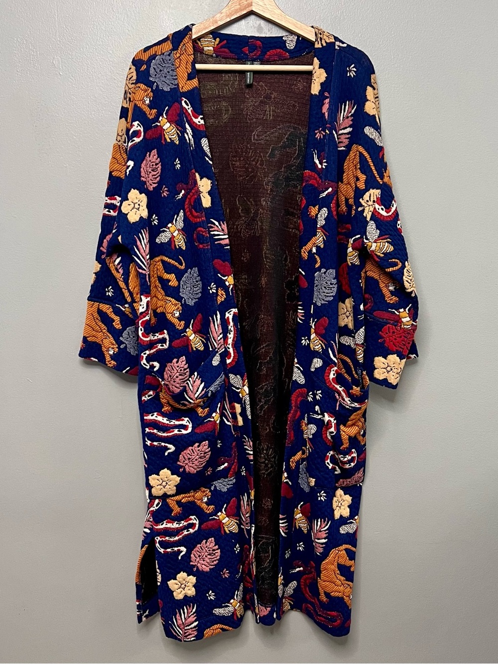 Shannon Passero Long Knit Cardigan Kimono Tiger Snake Print Small Art To Wear